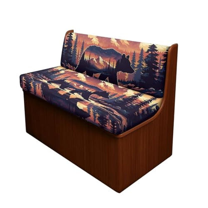 Bear RV Dinette Cushions Covers RV Sofa Furniture Protector for RV Camper Car Bench with 1 Backrest & 1 Bench Cover, Washable - color: Bear
