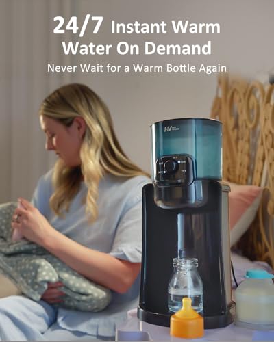 Water Warmer, HEYVALUE Baby Bottle Warmer, Formula Maker with Night Light, 4 Temperature Control & 72H Keep Warm, Detachable Tank, Instantly Dispenses Warm Water, Feed Baby More Easier and Healthier - color: Black