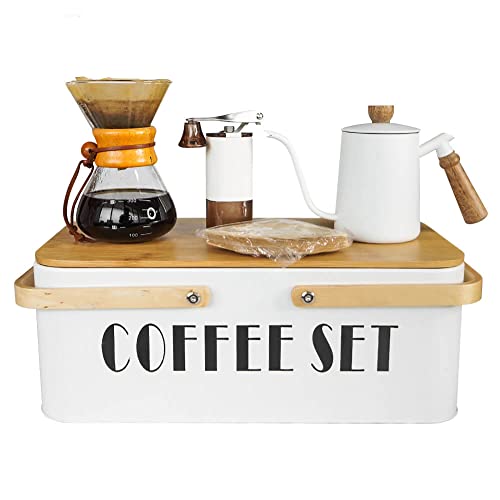 SOTECH Pour Over Coffee Maker Set Pour Over Coffee Dripper Manual Coffee Mill Grinder glass pour over coffee maker - color: White