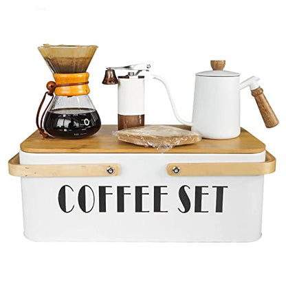 SOTECH Pour Over Coffee Maker Set Pour Over Coffee Dripper Manual Coffee Mill Grinder glass pour over coffee maker - color: White