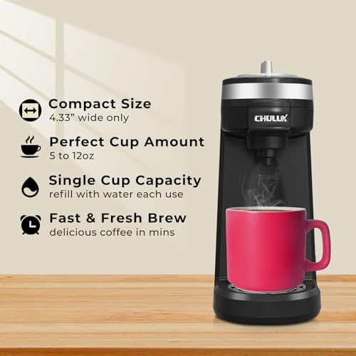 CHULUX Single Serve Coffee Maker for K Capsule and Ground Coffee, Single Cup Coffee Machine, Black - color: A-Black