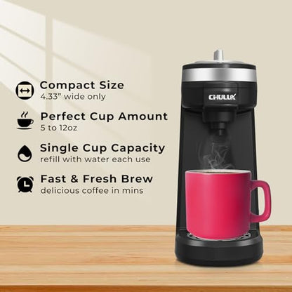 CHULUX Single Serve Coffee Maker for K Capsule and Ground Coffee, Single Cup Coffee Machine, Black - color: A-Black