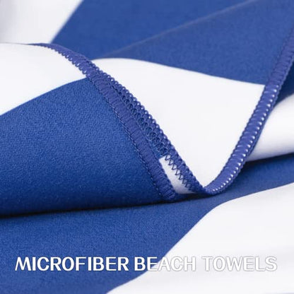 Your Choice Microfiber Beach Towel, Sand-Free Quick Dry Travel Towel, Oversized Compact Lightweight Recycled Towel for Pool Camping(67"x35"/60"x30") - color: K-dark Blue&khaki Stripes, size: Extra Large(67x35")