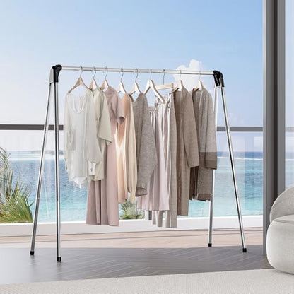 TOOLF Clothes Drying Rack Foldable, Laundry Drying Rack Stainless Steel, Portable Clothes Rack, Clothing Garment Rack, Drying Rack for Clothing, Indoor Outdoor, Free-Standing, Large Capacity - size: 48 inch New