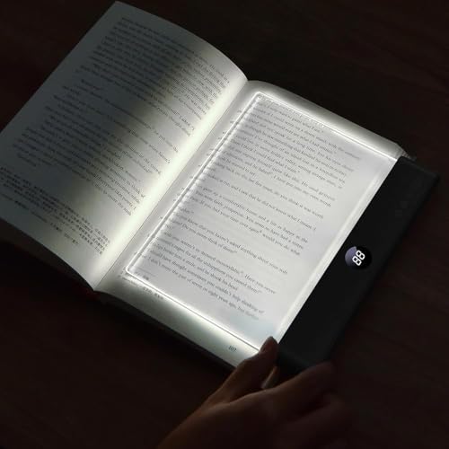 Book Light, Rechargeable Clear LED Flat Book Lights for Reading in Bed at Night with 3 Colors & Timer, Dimmable Panel Full Page Reading Light, Bookish Gifts for Women Readers Kids Book Lovers (Black) - color: Black, size: 1 x 6 x 7.3 inches