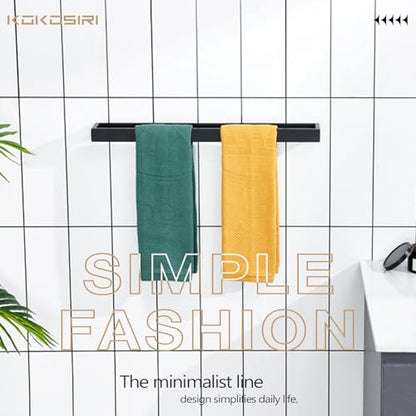 KOKOSIRI Towel Bar Matte Black Bath Towel Holder 24-Inch Kitchen Rack Stainless Steel for Bathroom Hardware Wall Mounted, 1 Pack B4008BK-L24 - color: Matte Black, size: 24-Inch