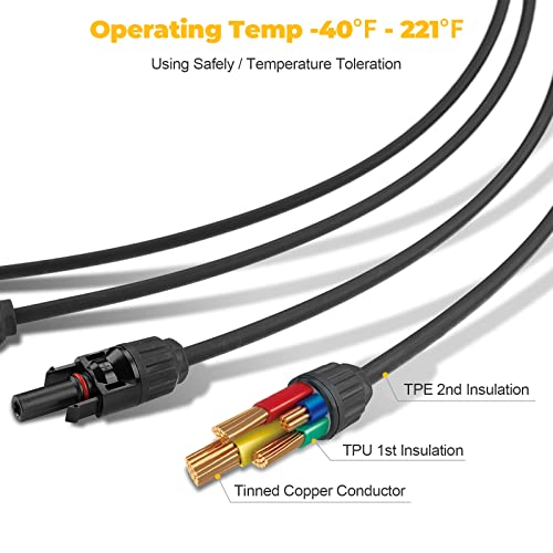 BougeRV Solar Y Branch Connectors Extra Long Solar Panel Parallel Connectors 1 to 4 Solar Cable Wire Plug Tool Kit (2 Pairs/M/FFFF and F/MMMM) - size: 2 Pairs/M/FFFF and F/MMMM