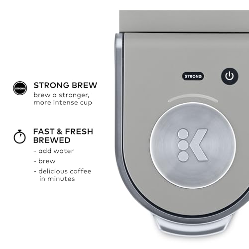 Keurig K-Mini Plus Single Serve K-Cup Pod Coffee Maker, with 6 to 12oz Brew Size, Stores up to 9 K-Cup Pods, Travel Mug Friendly, Studio Gray