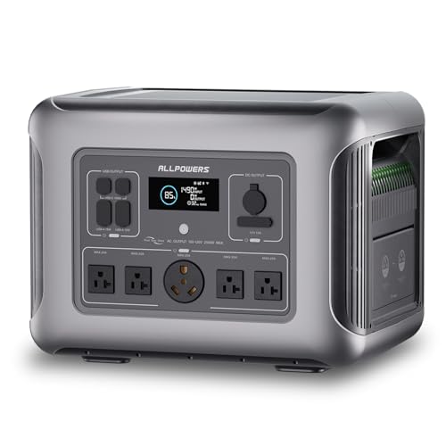 ALLPOWERS R2500 V2 Portable Power Station 2500W (Peak 5000W) Solar Generator, 1920Wh LiFePO4 Battery, Ultra-Fast 0-80% Charging in 1 Hour for Home Backup, Power Outages, Outdoor Camping, and RVs - color: R2500 Portable Power Station