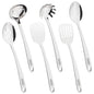 Viking Kitchen Utensils Set, 6 Piece Stainless Steel Cooking Utensil Set, Includes Spatulas, Spoons, Pasta Fork, and Deep Ladle, Hollow Forged, Silver - style: 6-Piece Set