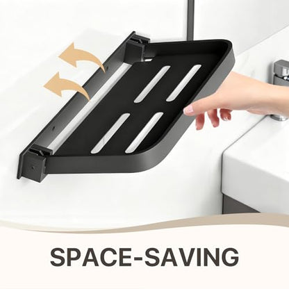 Aluminum RV Foldable Floating Shelves, Grey, 1 Pack | 90° Space-Saving Wall-Mounted, No Drill Furniture for Bathroom, Motor Home, Kitchen - size: 1 Pack