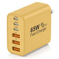 65W USB C Charger Block,6-Port Multi Device Fast Charger PD QC Wall Adapter | GaN technology saves space and reduces heat,ideal for home,office,travel,wide compatibility for iphone & USBC devices（Yellow - color: Yellow