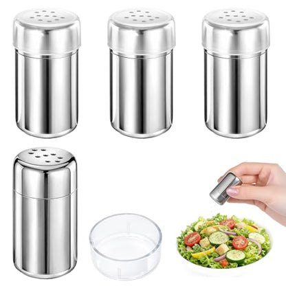4Pcs Travel Salt and Pepper Shakers Mini, Travel Spice Containers with Leak-Resistant Caps, Portable Spice Containers, Leak-Proof for Camping, Lunch Box, Kitchen, Picnic (1.9 x 0.98 Inch)