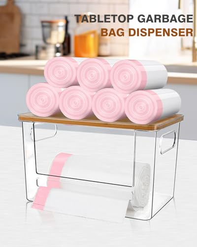Trash Bag Holder, Acrylic Garbage Bag Dispenser with Bamboo Top, Extra Large Trash Bags Dispenser Under Sink for Kitchen, Pantry, Laundry Room, Cabinet Organizer and Storage (1 PACK) - size: XL-1 Pack