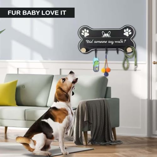 Dog Leash Holder forwall,Coat RackHooks, Mount Storage Organizer - color: Black