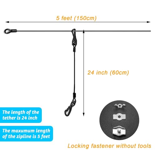 Dog Seatbelt, Car Harness with Coated Wire Rope, Happy Ride Dog Zipline, Safety Restraint No-Chew Tether Cable (Stainless Steel, 5 FT)