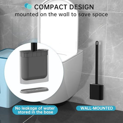 rv Essentials, RV Toilet Brush, Toilet Brush Silicone Won't Damage Toilets, Wall Mounted Toilet Brush-Anti-Roll, Anti-Drip Design, Suitable for RV Travel Trailers and Campers, Made by RVers for RVers - color: Black