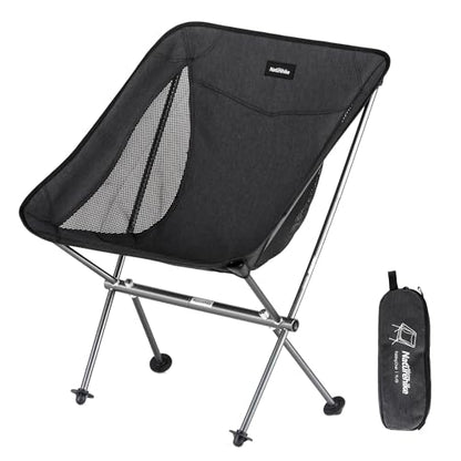 Naturehike YL05 Camping Chair, Ultralight Portable Camp Chair with Storage Bag, Compact Folding Beach Chair for Backpacking Hiking Fishing Picnic - color: Black-upgraded