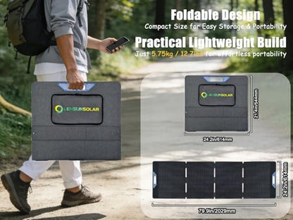 LENSUNSOLAR 200W Foldable Solar Panel Charger, 23.5% A+ Monocrystalline, IP67, MC4 Cable Included, for 12V Batteries Power Stations RV Road Trips Backyard Parties Outdoor Work Off Grid Living - size: 200W