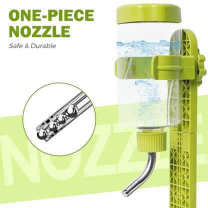 VANNON Pet Standing Water Dispenser Top Fill Dog Water Bottle Dispenser with Stand Leakproof Pet Slow Water Bottle for Small Animals, 13oz, BPA Free, Adjustable Height, Green - color: Green