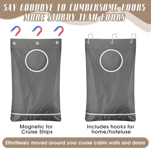 2 Pack Magnetic Hanging Laundry Bags for Cruise Ship over the Door Dirty Clothes Hamper with Magnets Cruise Cabin Storage Organizer