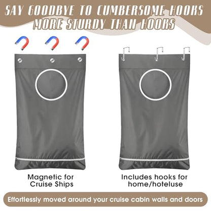 2 Pack Magnetic Hanging Laundry Bags for Cruise Ship over the Door Dirty Clothes Hamper with Magnets Cruise Cabin Storage Organizer