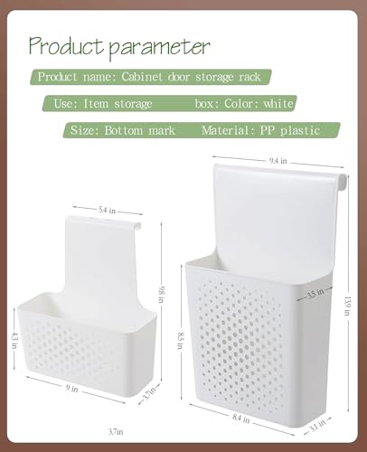 Kitchen cabinet door storage basket, no punching hook bracket hanging basket, 2pack