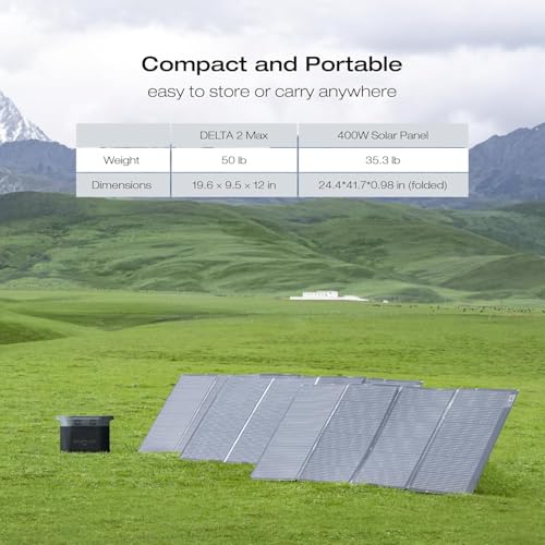 EF ECOFLOW Solar Generator DELTA 2 Max 2048Wh With 400W Solar Panel, LFP Battery Portable Power Station Up to 3400W AC Output Fast Charging 0-80% in 43 Min solar powered generator For Camping, RV - style: DELTA 2 Max+400W Solar Panel