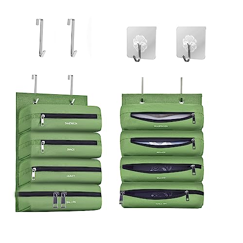 Zipper Bag Organizer Suitable for kitchen RV Campers with Zipper Gallon, Quart, Sandwich and Snack Food Storage Bags, Kitchen Plastic Bag Storage Organizer (Green) - color: Green