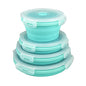 Guyuyii Collapsible Bowls with Lids 4 PC Food-Grade Silicone BPA-Free | Round Nesting Set for Camping, RV Travel, Kitchen Storage | Easy Cleaning, Compatible with Freezer, Microwaves, Dishwashers - color: blue round