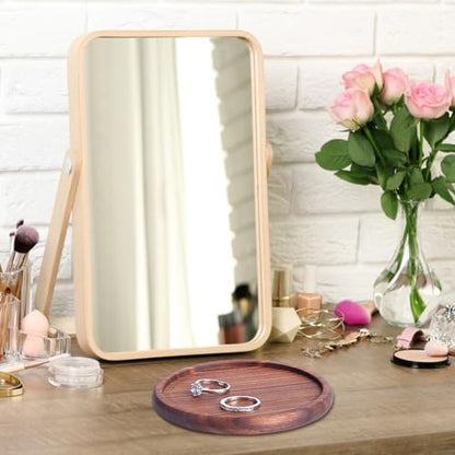 UNICRAFTALE Walnut Wood Round Ring Tray Brown Wood Jewelry Holder Ring Bowl Wooden Jewelry Organizer Storage for Earrings Necklaces Bracelet Watch Holder 3.92"x0.37" - size: 99.5mm Diameter