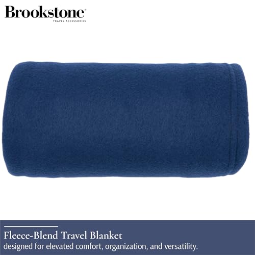 Brookstone Travel Blanket - 2-in-1 Super Soft Lightweight Throw Blanket with Carrying Pouch, Airplane & Car Travel Essentials, Blue - color: Blue