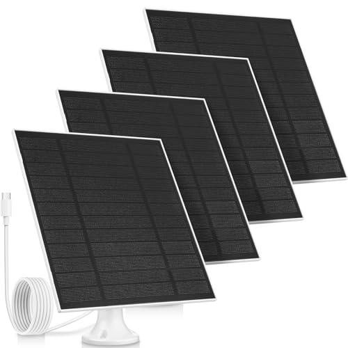 4 Pack 5W Solar Panels for Security Cameras Outdoor Waterproof Solar Panel for Camera with Type-C and 360° Adjustable Safety Bracket Panel Charge Micro for Camera - color: for Security Cameras, size: 5W