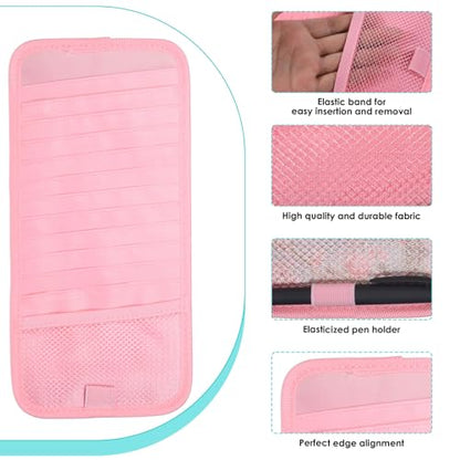 Car CD Case Holder, DVD Vehicle Visor Storage Orangizer Vehicle Sun Visor Organizer Large Capacity CD Case With 12 DVD Storage Sleeves, Mesh Pocket, Pen Holder And Elastic Strap, Pink Canvas Material