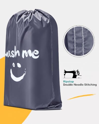 HOMEST XL Laundry Bag 28" x 40", Extra Large Dirty Clothes Organizer Holds 3-4 Loads, Machine Washable Drawstring Laundry Bag for Dorm, Camp, Laundromat, Family, Travel, Gray - color: (1 pack-Wash me)Grey