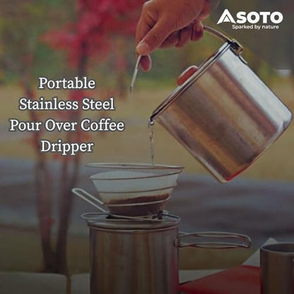 SOTO Compact Helix Coffee Maker - Portable Stainless Steel Pour Over Coffee Dripper for Travel, Camping, Bikepacking, and Home - Lightweight, Foldable, and Eco-Friendly Design