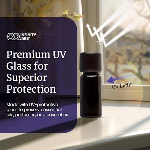 Infinity Jars 15 ML(0.5 fl oz) Black UV‑Blocking Glass Easy‑Pour Screw‑Top Bottle – Airtight, Smell‑Proof Mini Container for Oils, Spices, Perfumes, DIY Samples - size: 0.5 Ounces