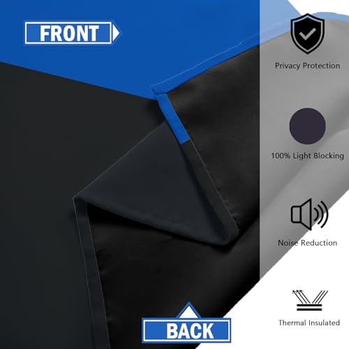 Tyrot Blue Gray 100% Blackout Curtains 45 inch Length 2 Panels Set White Grey Modern Abstract Geometric Drapes for Kitchen Black Out Curtains Insulated Room Darkening Small Window Curtains, 42Wx45L - color: Blue, size: 42"W x 45"L (Pack of 2)