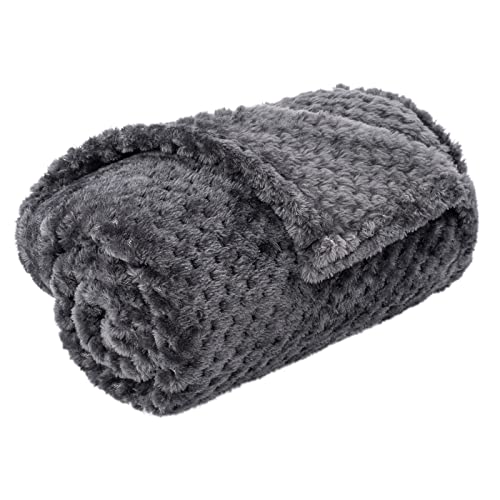 Warm Soft Fuzzy Dog or Cat Blanket, Plush Fleece Throws for Bed, Couch, Sofa, Travel (M/32" x 40", Grey Black) - color: Grey Black, size: M/32" x 40"