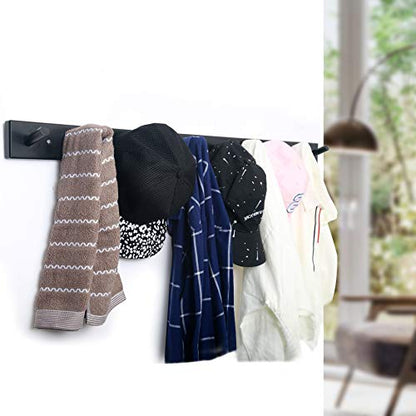 WEBI Coat Rack Wall Mounted,10 Hooks,38" Long Coat Hanger Wall Mount,Bamboo Peg Rail Hat Rack for Wall,Caps,Jacket,Clothes,Black - color: Black, size: 38 inch
