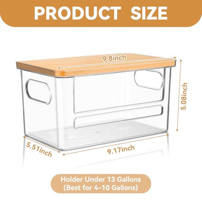 Trash Bag Holder Dispenser, Garbage Bag Dispenser with Bamboo Lid & Handles, Stackable Clear Trash Bag Organizer Under Sink for Kitchen, Pantry, Laundry Room, Cabinet - size: Small