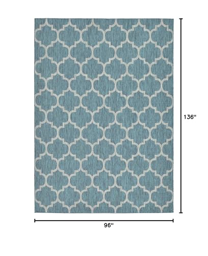 Unique Loom Outdoor Trellis Collection Area Rug (8' x 11' 4" Rectangle, Teal/ Gray) - color: Teal/Gray, size: 8' x 11'4" (Rectangular)