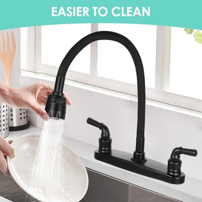 RV Kitchen Faucet Non-Metallic, Flexible Spout for Campers, Motorhomes, Travel Trailers (Black) - color: Black
