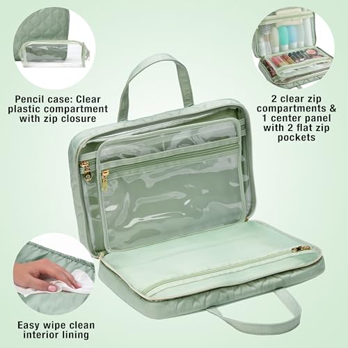 Conair Travel Toiletry Bag - Makeup Bag - Cosmetic Bag -Travel Makeup Bag - color: Sage Green