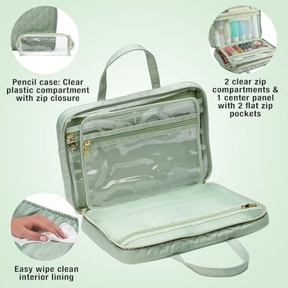 Conair Travel Toiletry Bag - Makeup Bag - Cosmetic Bag -Travel Makeup Bag - color: Sage Green