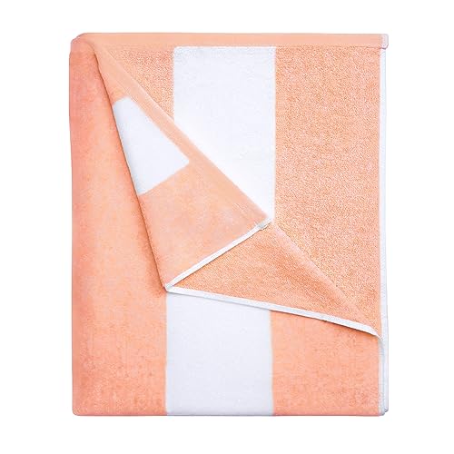 HENBAY Cotton Oversized Beach Towel - Large 70 x 35 Inch Pool Towel, Orange Striped Quick Dry Swimming Cabana Towel - color: Orange