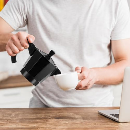 Coffee Pot 6 Cup Electric Espresso Coffee Maker Italian Moka Maker 300ml Portable Aluminum Espresso Machine Cafetera Moka Pot with Detachable Base, Gift for Home Travel(Black) - color: Black