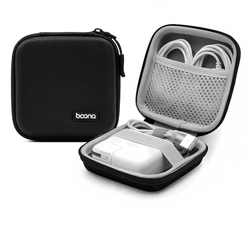 Small Travel Carrying Storage Case, 4.4"x4.4" Charger Organizer, Pouch compatible with MacBook Power Adapter, Laptop Accessories Cables, Cords, USB Drives, Earphones - color: Black-Small-Oxford
