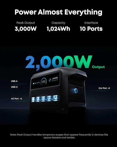 Anker SOLIX C1000 Gen 2 Portable Power Station with 200W Bifacial Solar Panel, 2,000W (Peak 3,000W) Solar Generator, Full Charge in 49 Min, 1,024Wh LiFePO4 Battery - style: 200W Bifacial Solar Panel with C1000 Gen2