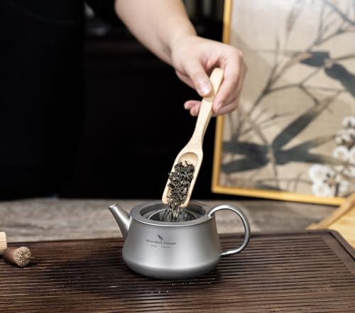 Boundless Voyage Titanium Kung Fu Tea Set with 3 Teacups Portable Camping Kettle Reusable Travel Coffee Tea Cup Set (Ti3118D-300ml) - color: Ti3118D-300ml